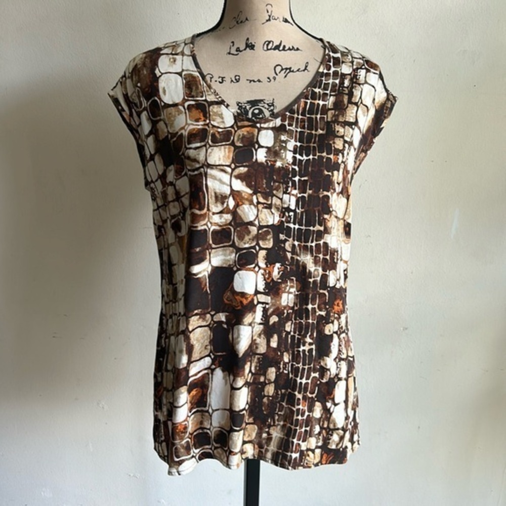 St. John Abstract Print Silk Blouse Size 4